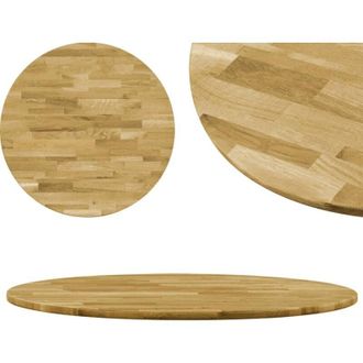 vidaXL Piano del Tavolo Legno Massello di Rovere Circolare 23mm 500mm vidaXL