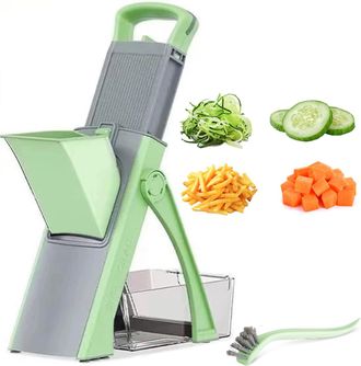 OEM Cortador De Verduras Manual Multifuncional Safety Kitchen Mandoline, Con Cuchilla De Acero Inoxidable, Para Cubos, Papas Fritas, Zanahorias Y Verduras