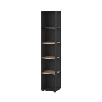 Tvilum Sign Open Narrow 5 Shelf Boockase, Matte Grey/Jackson Hickory