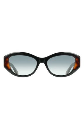 Ferragamo 55mm Oval Sunglasses in Black/Tortoise at Nordstrom