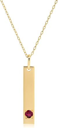 MAX + STONE 14k Yellow or White Gold Bar Pendant Necklace with 3mm Small Round Gemstone