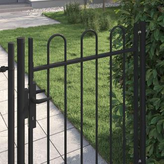 Berkfield Home Durable Fence Gate Single Door with Arched Top Steel 1x1.2 m Black