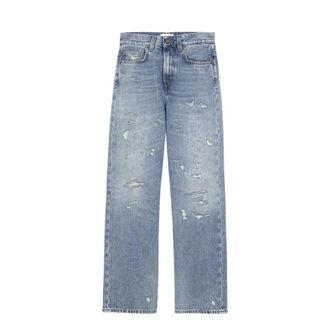 Haikure Winny Straight Jean - Dames - Regular Fit Jeans - Blauw - W28 - Katoen - Jeans