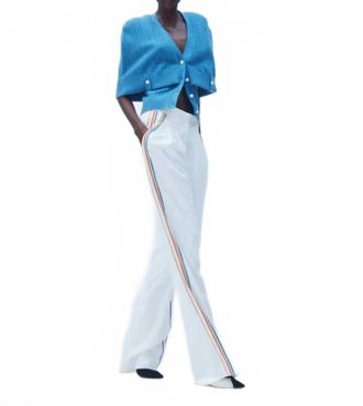 Hellessy Kate V-Neck Cardigan With Cape Sleeve In Ocean Blue