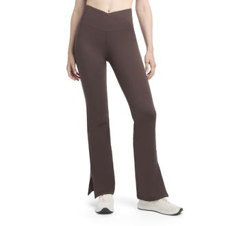 Danskin Womens Side Slit Flare Leg Yoga Pants, Espresso, S