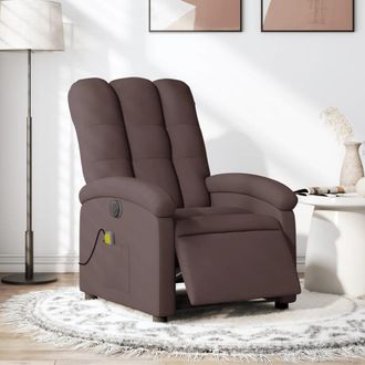vidaXL Sill&oacute;n Reclinable De Masaje El&eacute;ctrico Tela Marr&oacute;n Oscuro Vidaxl