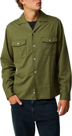 Rodd & Gunn Salt Lake Cotton Camp Shirt in Moss at Nordstrom, Size Xxx-Large