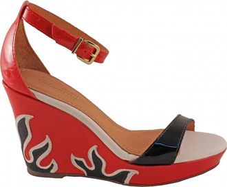 Klimini Womens Fiery Fashionable Design Leather Wedge In Red