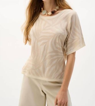 Joseph Ribkoff Crew Neck Abstract Pullover Sweater Top In Moonstone
