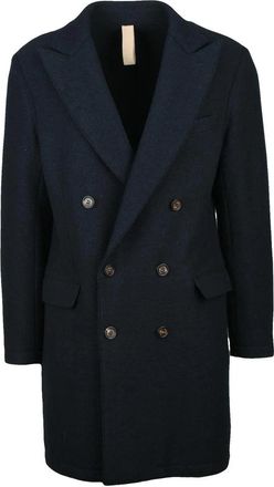 Eleventy Double-Breasted Coat - Navy Blue