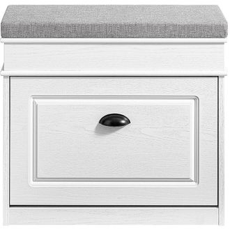 SoBuy Scarpiera Salvaspazio Slim con Seduta Panca Scarpiera da Ingresso Contenitore in Legno Mobile Ingresso per Scarpe, 61x24x51cm Effetto Legno
