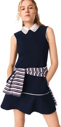 Maje Flared dress with contrast trim in Navy at Nordstrom, Size 34 Eu