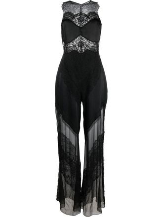 Alberta Ferretti lace-panelled silk jumpsuit - women - Silk/Acetate/Spandex/Elastane/Silk/Polyamide/Cotton - 40 - Black