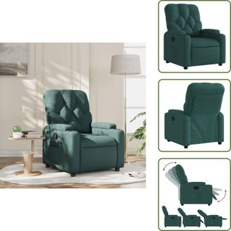 vidaXL Schienale - vidaXL Poltrona Reclinabile in Tessuto Verde Scuro - Poggiapiedi
