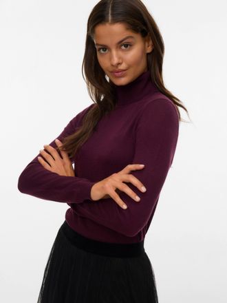 Vero Moda Strickpullover VERO MODA VMIRIS LS ROLLNECK PULLOVER GA NOOS, Damen, Gr. S, winetasting, Strick, Obermaterial: 40% Viskose, 28% Polyamid, 27% Polyeste