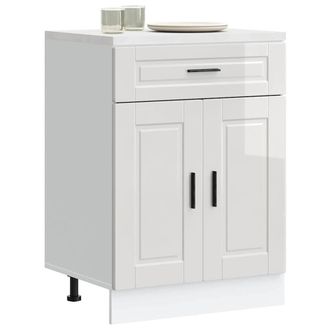 Berkfield Home Kitchen Base Cabinet&not;Porto High Gloss White Engineered Wood