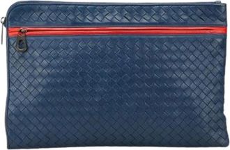 Bottega Veneta Pre-owned Clutches, male, Blue, Size: ONE SIZE Pre-owned Intrecciato Clutch Bag