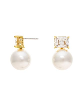 Rivka Friedman Pearl CZ 18K Plated Earrings