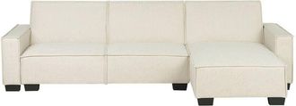 Beliani Beliani - Left Hand Fabric Corner Sectional Sofa Beige Polyester Sleeping Function Romedal