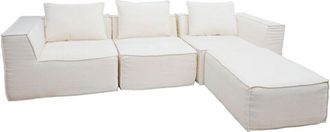 Hhg Sof&aacute; L Hhg 399, Sof&aacute; Lounge Con Otomana, Ampliable Modularmente A La Derecha/izquierda, Tela/tejido 63x270x190 Cm, Crema