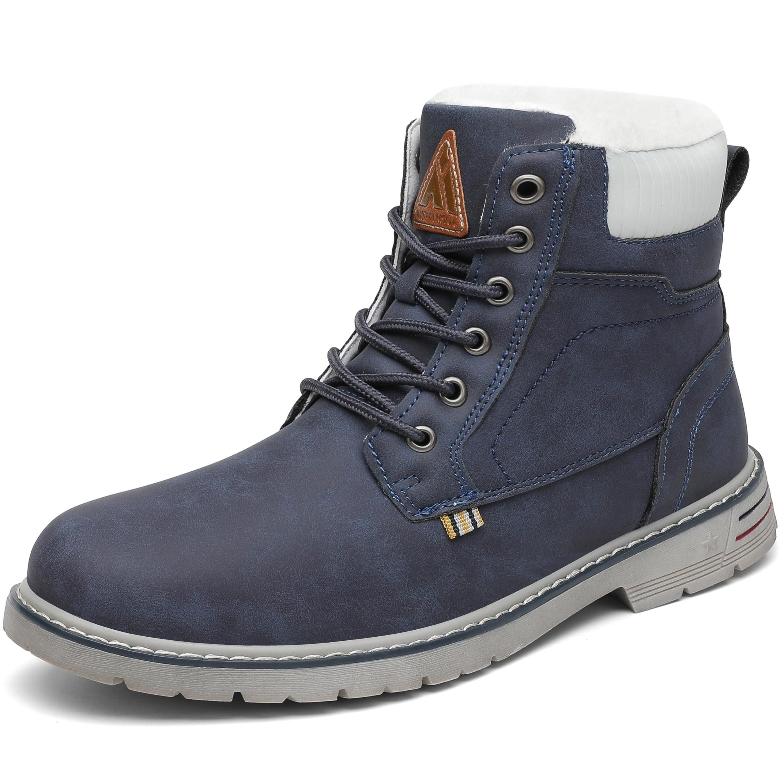 Mishansha Winterschuhe Damen Leder Kurzschaft Stiefel Winter