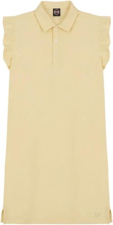 Colmar Kleedjes, Dames, Geel, S, Katoen, Gele Piqué Katoenen Jurk met Rouge Mouwen