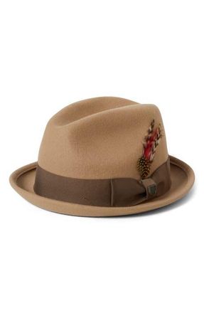 Brixton Gain Wool Fedora in Sand/Antique Brass at Nordstrom, Size Medium