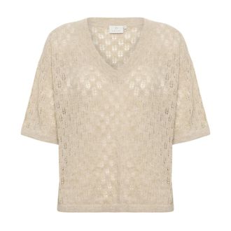 Kaffe Pullover Scollo a V Kalourine - - Knitwear - Donna - Beige - S