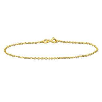 Amour 1.2mm Sparkling Singapore Bracelet in 14k Yellow Gold - 7.5 in
