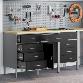 vidaXL vidaXL Mobile da lavoro 3 pcs Nero e Grigio 150 x 55 x 85 cm