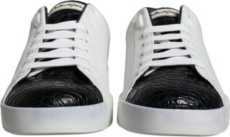 Dolce & Gabbana Black Leather Logo Portofino Sneaker Mens Shoes (Pre-Owned)