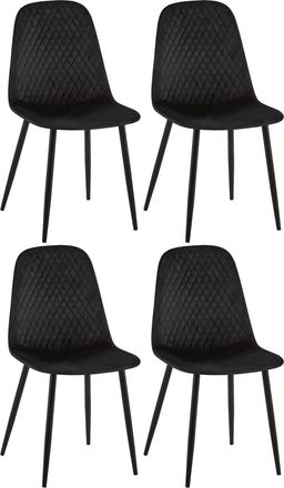 Clp Set De 4 Sillas De Comedor Giverny En Tela O Terciopelo Negro Terciopelo