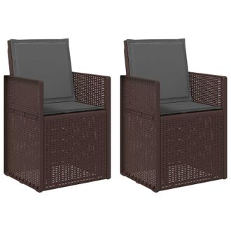 vidaXL Sillas De Comedor De Jard&iacute;n 2 Pcs Marr&oacute;n Y Antracita Pp Vidaxl