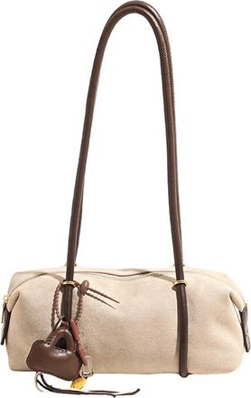 Generic Exquisite Faux Suede Square Shoulder Bags Solid Zipper Personality 2025 Autumn & Winter New Armpit For Women(Beige and ornaments)