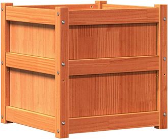 vidaXL Vidaxl - Jardinera Exterior Madera Maciza Pino Marr&oacute;n Cera 50x50x50 Cm