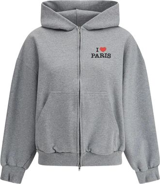 Balenciaga Felpa I Love Paris con zip - Grigio