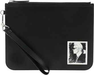 Karl Lagerfeld Clutch Essential - Dames - Clutches - Zwart - ONE Size - Leer - Tassen