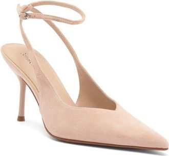 Jeffrey Campbell Executive Ankle Strap Pointed Toe Slingback Pump in Beige Suede at Nordstrom, Size 6.5