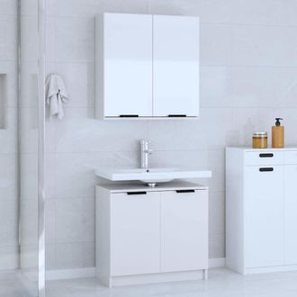 vidaXL Juego De Muebles De Ba&ntilde;o 2 Piezas Madera Contrachapada Blanco Vidaxl