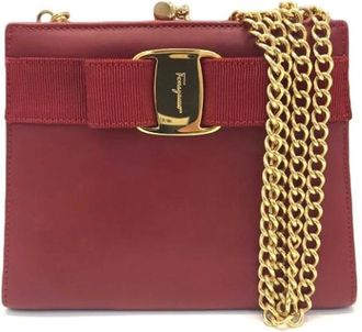 Ferragamo Pre-owned Cross Body Bags, female, Red, Size: ONE SIZE Pre-owned Leather Cross Body Bag