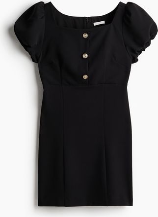 H&M Kleid mit Puffärmeln - Schwarz