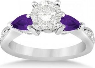 Allurez Lab Diamond & Pear Lab Amethyst Engagement Ring Platinum (0.79ct)