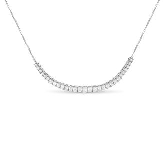 House of Brilliance 14K White Gold Lab Grown Diamond 5.0 Cttw Emerald Cut Station Necklace