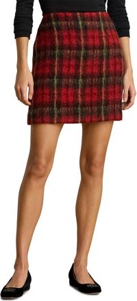 Lauren Ralph Lauren Plaid Mohair Pencil Miniskirt in Red/Black/Yellow Multi at Nordstrom, Size 14
