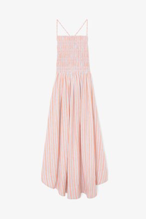 Ganni Cantaloupe Dress in Striped Linen - Size 10/12