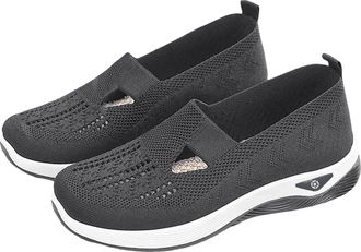 Generic Womens Comfort Walking Shoes, Woven Lightweight Breathable Orthopedic Sneakers with Soft Sole, Arch Support and Stretch Fit Dark Gray