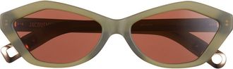 Jacquemus Les Lunettes Bambino Cat Eye Sunglasses in Sanded Green/gold/brown at Nordstrom