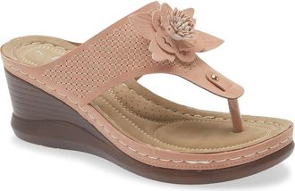 Eddie Marc Yaz Floral Appliqu&eacute; T-Strap Sandal in Tan at Nordstrom Rack, Size 11