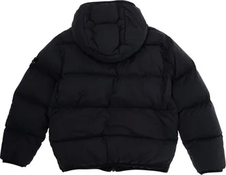 Stone Island Boys Black Down Jacket With Fixed Hood Polyamide Fibers Padded