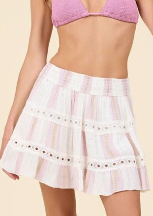 Surf Gypsy Tiered Mini Skirt In Pink Dust Stripe